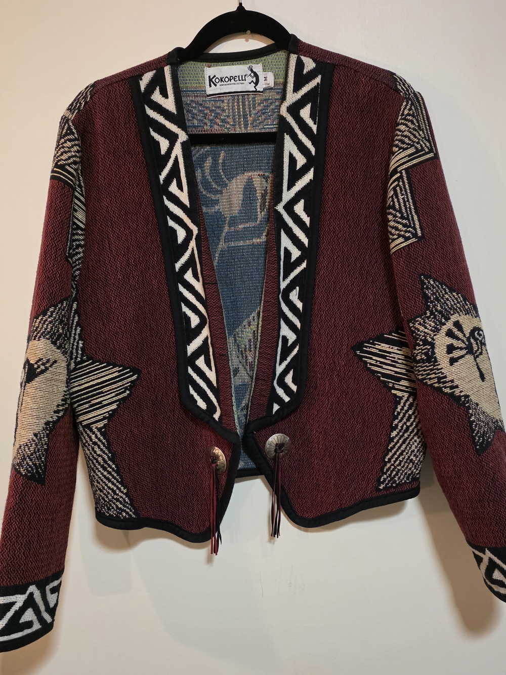 Maroon Southwestern Knit Cardigan